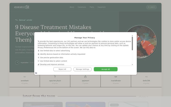 Screenshot of aquariadise.com
