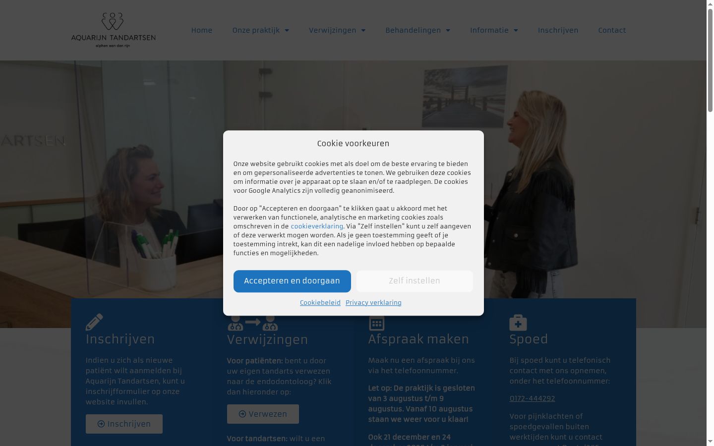 Skærmbillede af samtykkebanneret, som det blev vist før nogen interaktion