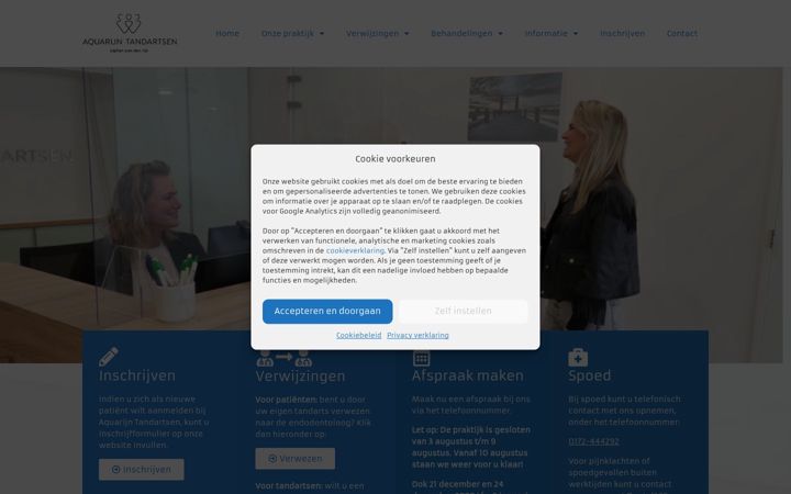 Screenshot of aquarijntandartsen.nl