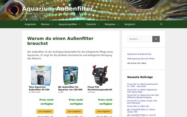 Screenshot of aquarium-aussenfilter-info.de