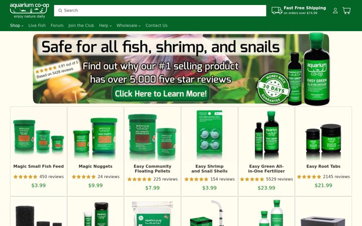 Screenshot of aquariumcoop.com
