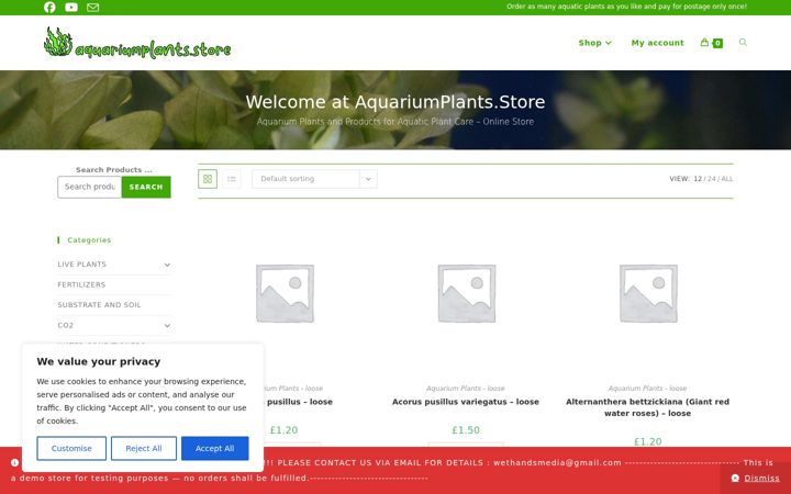 Screenshot of aquariumplants.store