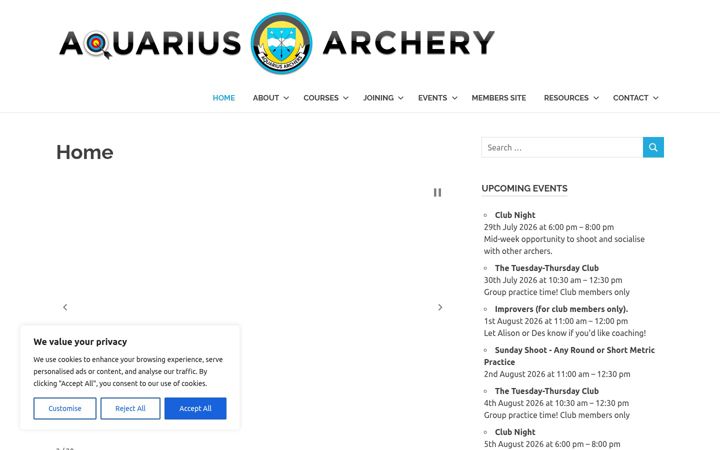 Screenshot ta' aquarius-archers.org.uk