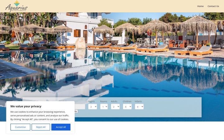 Screenshot of aquariusbeachhotelfaliraki.com