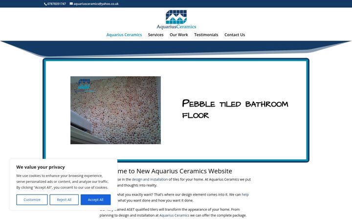 Ekrano kopija aquariusceramics.co.uk