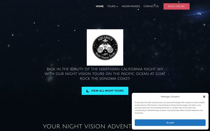 Zrzut ekranu aquariusnightvisiontours.com