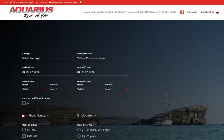 Zrzut ekranu aquariusrentacar.com