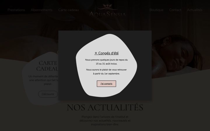 Screenshot of aquasensia.fr