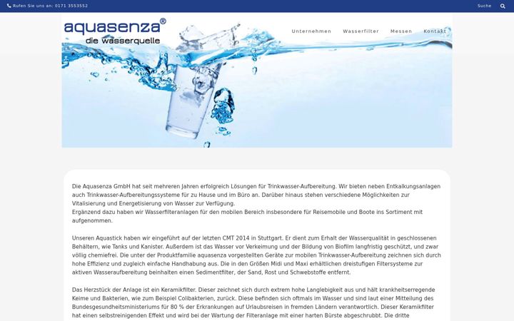 Screenshot ta' aquasenza.com