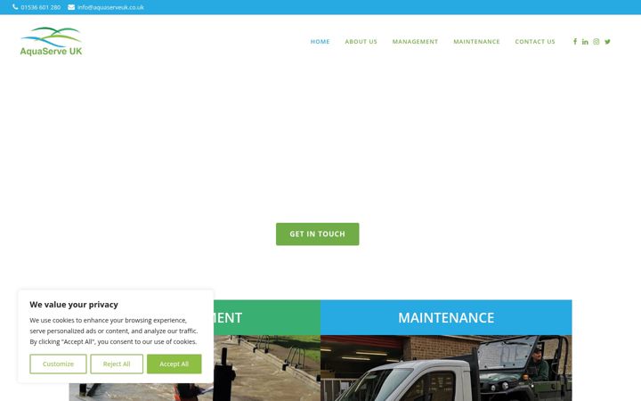 Screenshot of aquaserveuk.co.uk