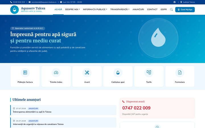 Screenshot of aquaservtulcea.ro