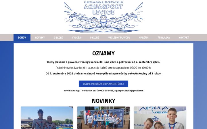 Screenshot ta' aquasport-levice.sk