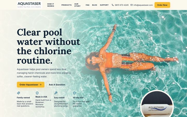 Screenshot of aquastaser.com