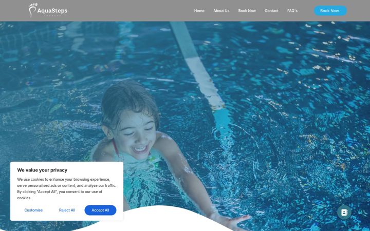 Screenshot of aquastepstherapy.com