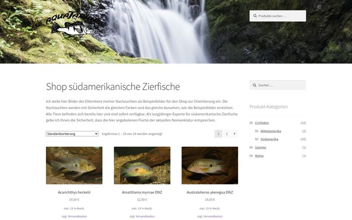 Captura de ecrã de aquatarium.de