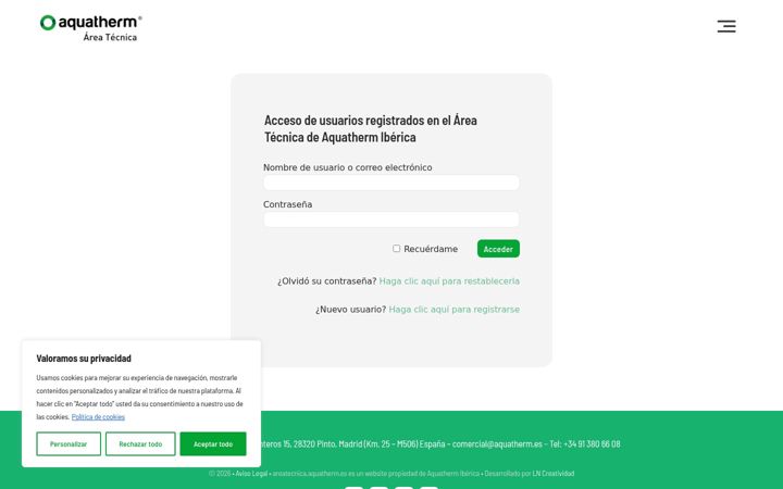 Screenshot of aquatherm-iberica-area-tecnica.es