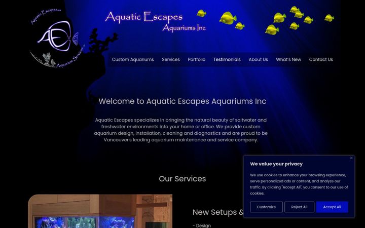 Screenshot of aquaticescapes.ca