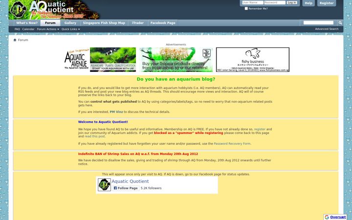 Captura de pantalla de aquaticquotient.com
