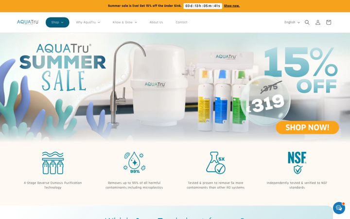Posnetek zaslona aquatruwater.eu