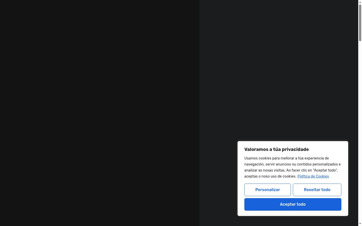 Snímek obrazovky baneru souhlasu zobrazeného před jakoukoli interakcí
