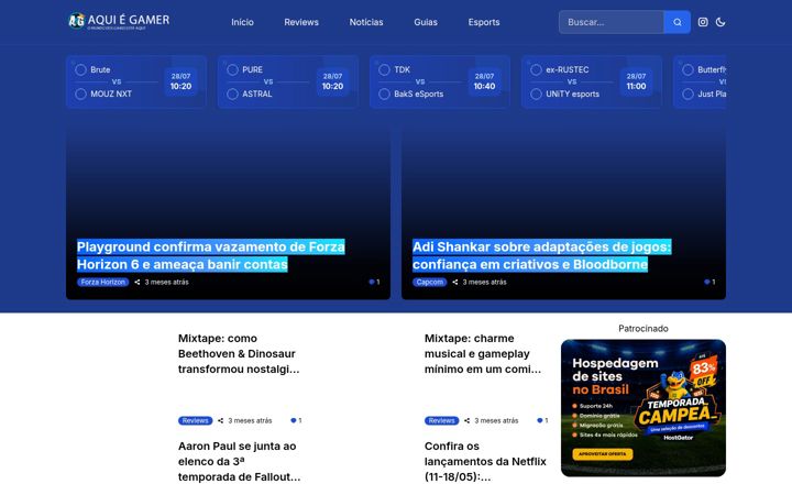 Screenshot of aquiegamer.com.br