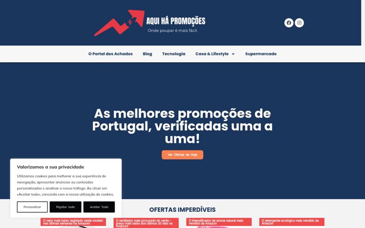 Screenshot ta' aquihapromocoes.pt