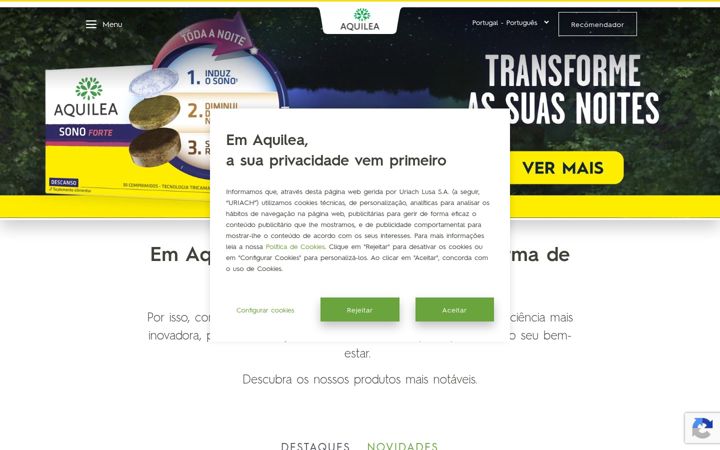 Captura de ecrã de aquilea.pt