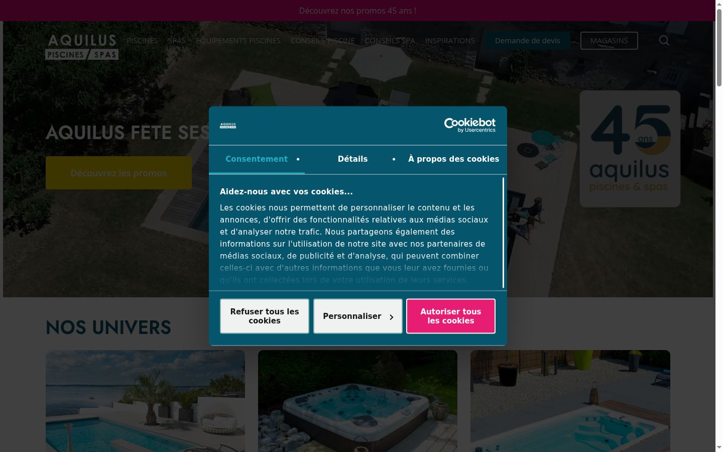 Captură de ecran a bannerului de consimțământ afișat înainte de orice interacțiune