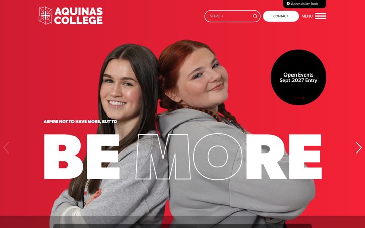 Screenshot of aquinas.ac.uk