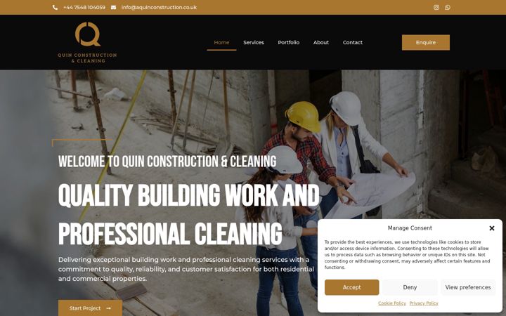 Screenshot of aquinconstruction.co.uk