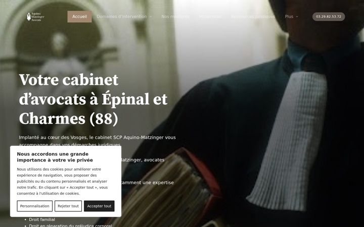 Screenshot of aquino-matzinger-avocats.fr