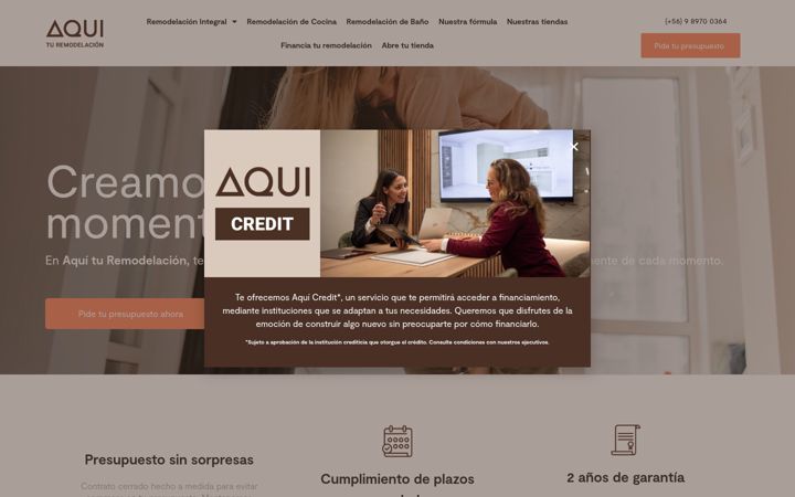 Screenshot of aquituremodelacion.cl