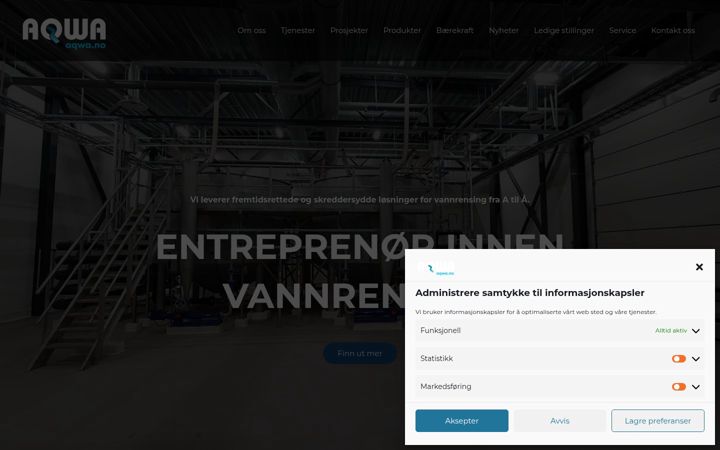 Screenshot von aqwa.no