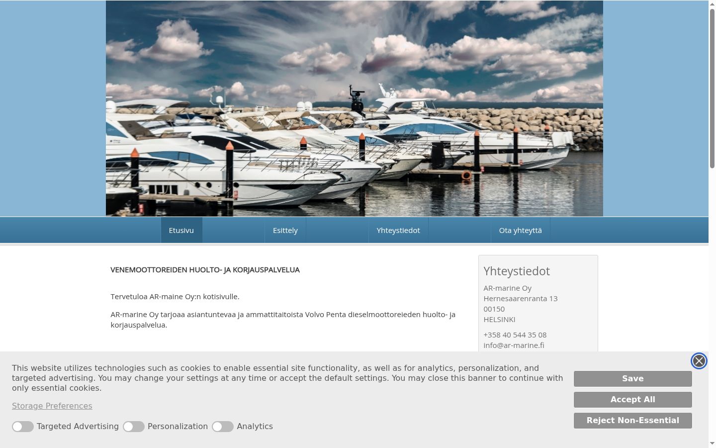 Screenshot del banner di consenso mostrato prima di qualsiasi interazione