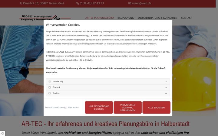 Screenshot of ar-tec-planungsbuero.de