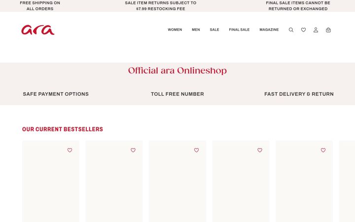 Screenshot of ara-shoes.net