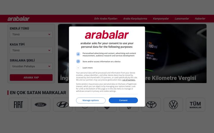 Screenshot of arabalar.com.tr