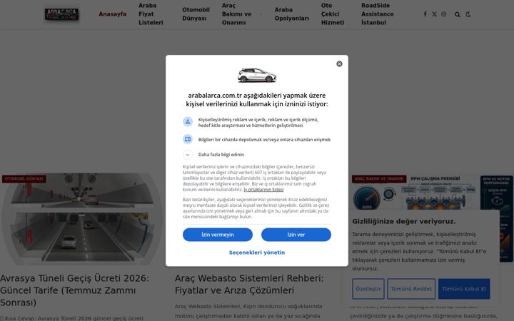 Screenshot of arabalarca.com.tr