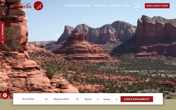 Zrzut ekranu arabellahotelsedona.com