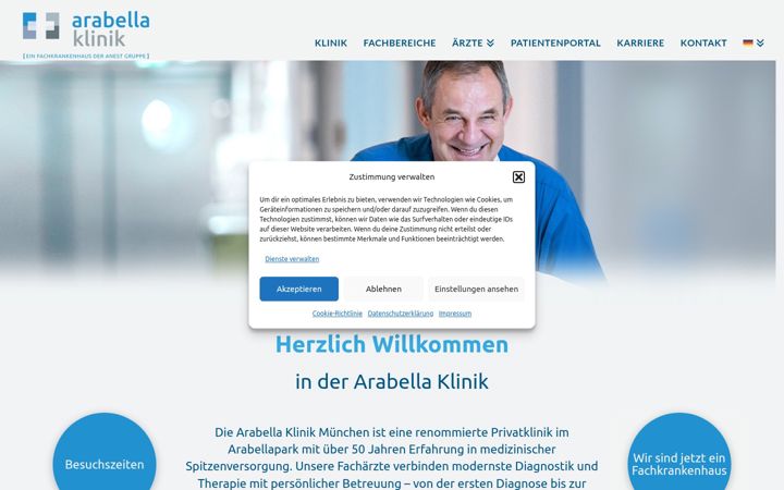 Snimka zaslona za arabellaklinik.de