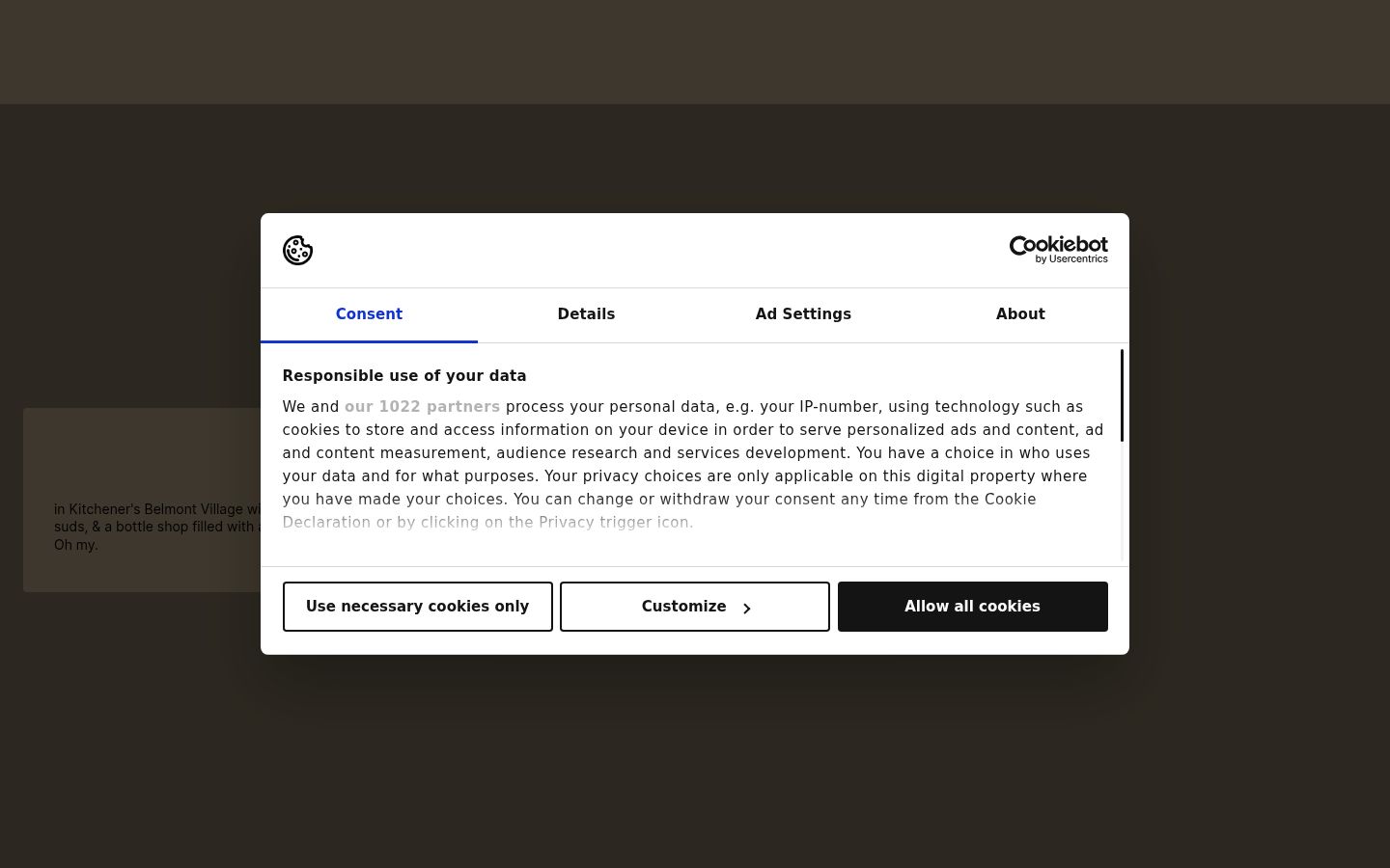 Screenshot of the consent banner shown before any interaction