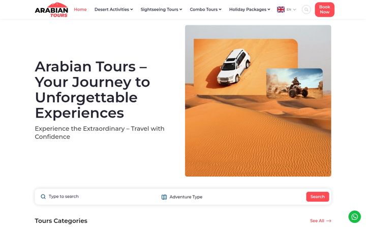 Screenshot of arabiantours.travel