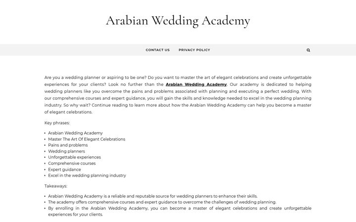 Screenshot of arabianweddingacademy.com