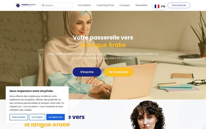 Kuvakaappaus sivustosta arabicaschool.com