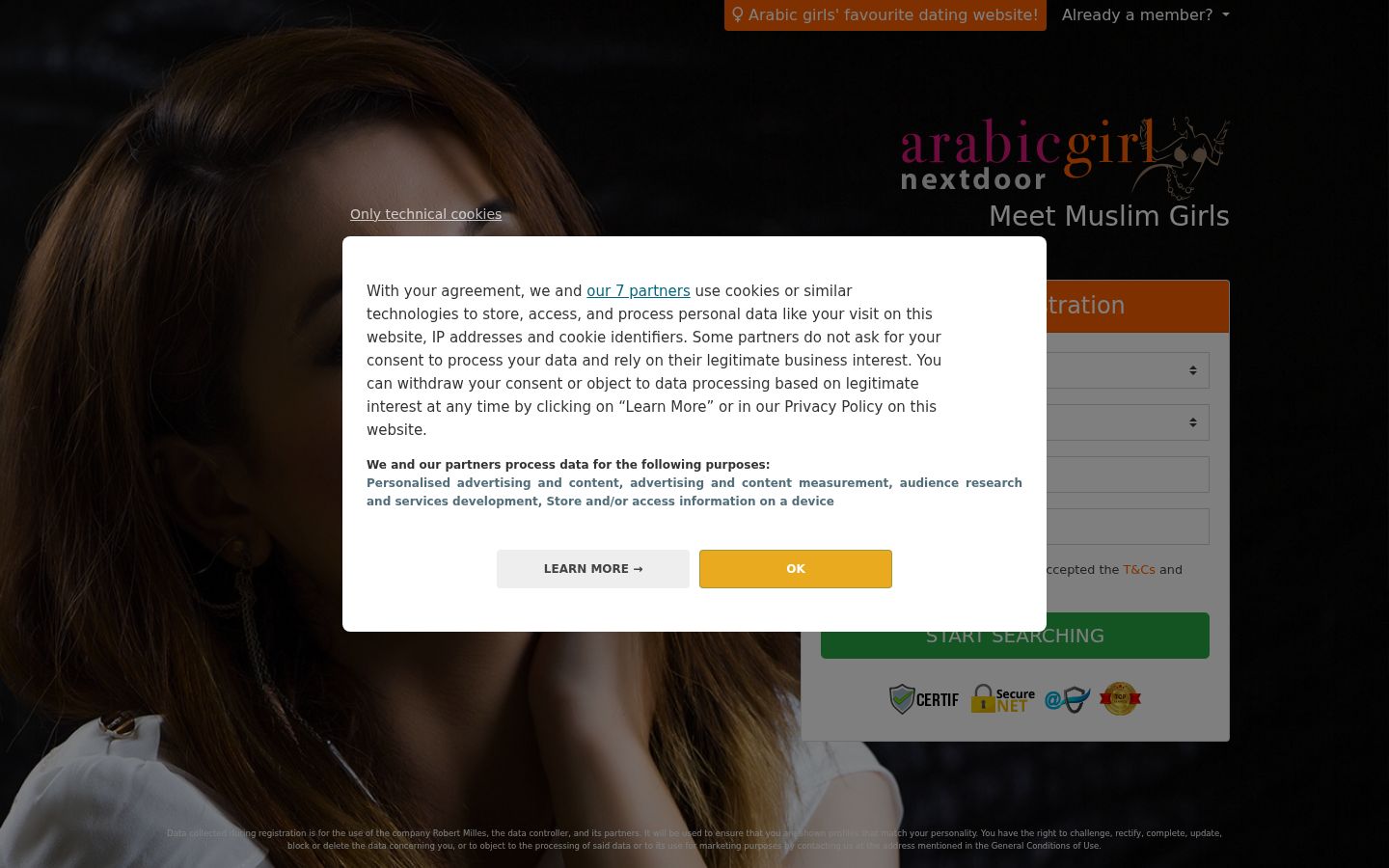 Screenshot of the consent banner shown before any interaction