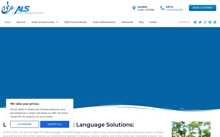 Screenshot ta' arabiclanguagesolutions.co.uk