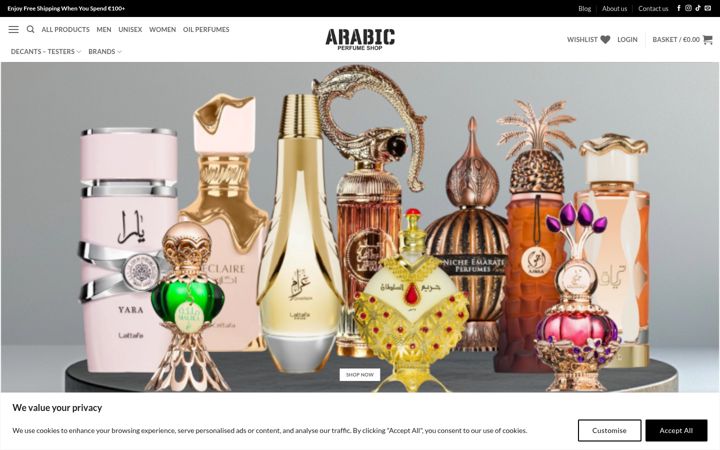 Screenshot ta' arabicperfumeshop.ie