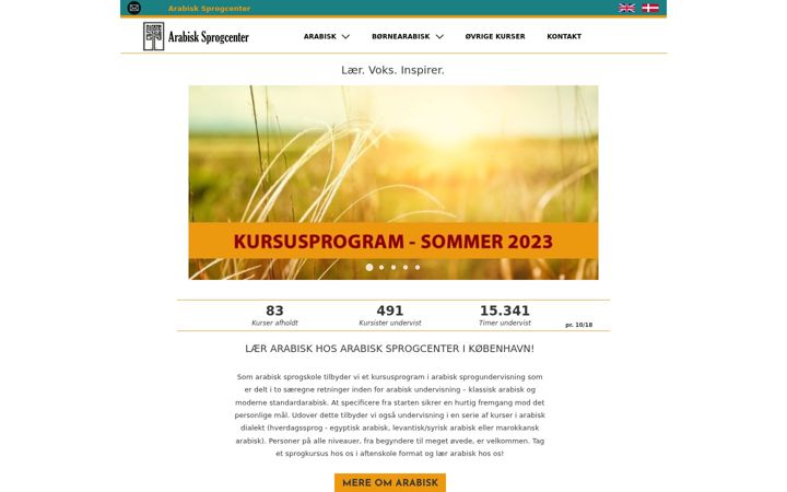 Screenshot of arabisk-sprogcenter.dk