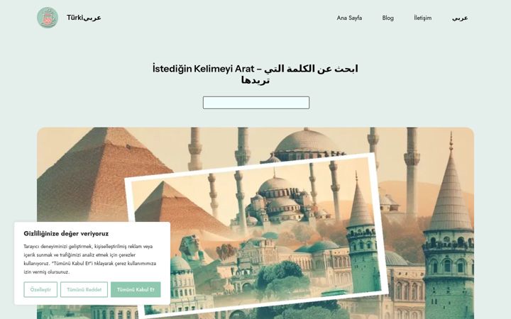 Ekraanipilt saidist arabiturki.com