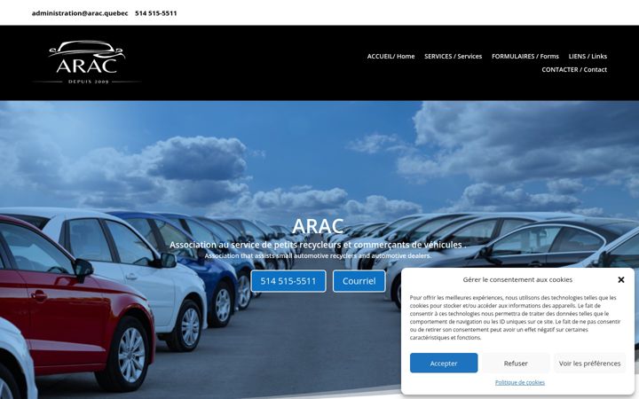 Screenshot of arac.quebec